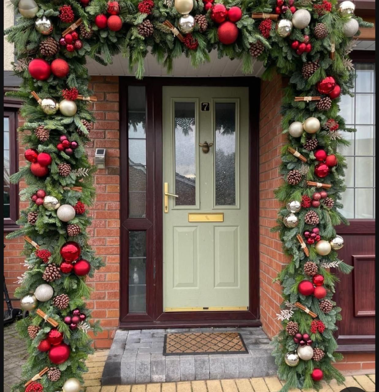 Christmas doorway garland decoration for entry styling